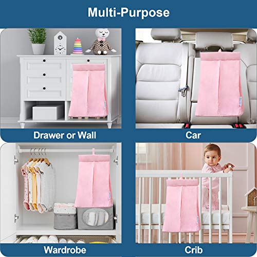 SPRINGSPIRIT Diaper Organizer, Diaper Bag Organizer Hanging Beside Changing Pad Table, Playard or Wall for Diaper Stacker, Pink Diaper Organizer