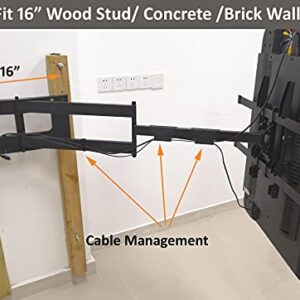 FORGING MOUNT Long Arm TV Mount, Full Motion Wall Mount Bracket with 43 inch Extension Articulating Arm TV Wall Mount, Fits 42 to 86 Inch Flat/Curve TVs, Holds up to 110 lbs,VESA 800x400mm Compatible