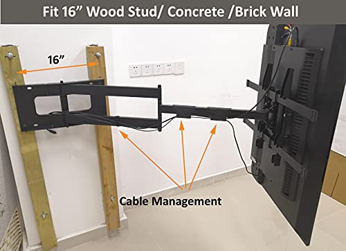 FORGING MOUNT Long Arm TV Mount, Full Motion Wall Mount Bracket with 43 inch Extension Articulating Arm TV Wall Mount, Fits 42 to 86 Inch Flat/Curve TVs, Holds up to 110 lbs,VESA 800x400mm Compatible