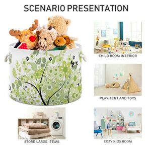 Large Round Storage Basket - Summer Tree Butterfly Canvas Round Storage Basket Toy Storage Bin for Kid's Toy Box & Laundry,Nursery Hamper