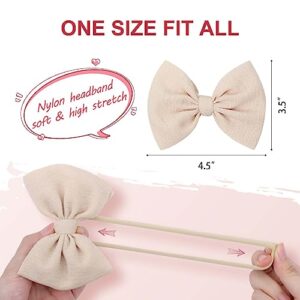 YanJie Baby Girls Nylon Headbands Newborn Bows Handmade Hair Hairbands Accessories for Infant Toddlers Kids(Beige Black White)