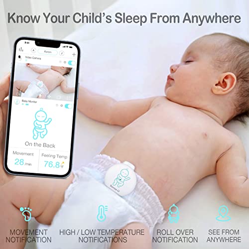 Sense-U Smart Baby Monitor 3+Camera, Audio, Video Baby Monitor That Notifies You for No Abdominal Movement, Rollover, High/Low Temperatures, Detected Motion, with Night Vision, 2-Way Talk, Pink