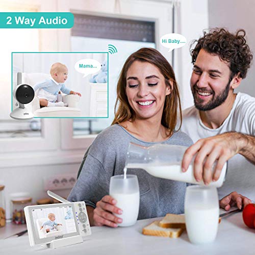 JouSecu Baby Monitor with 2 Cameras, Video Baby Monitor, 4.3 Inches LCD Split Screen, 1000ft Range Rechargeable Battery, with 2 Way Audio,Temperature Detection,Baby Crying Detection,Night Vision