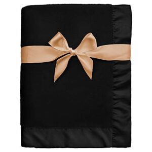 pro goleem fleece baby blanket with 2 inch satin trim soft anti-static plush blanket for boys and girls christmas baby gifts for babies black 30x40 inch