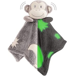 security blanket - glow in the dark, monkey sensory blanket. the super soft, unisex security blanket for babies glows in the dark & helps babies find their blanket at night & fall straight back asleep