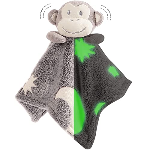 Security Blanket - Glow In The Dark, Monkey Sensory Blanket. The Super Soft, Unisex Security Blanket For Babies Glows In The Dark & Helps Babies Find Their Blanket At Night & Fall Straight Back Asleep