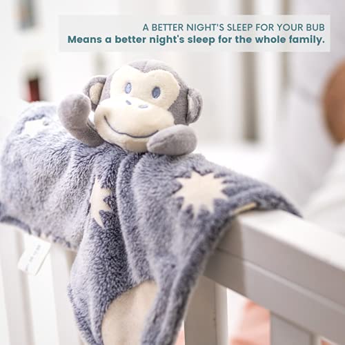 Security Blanket - Glow In The Dark, Monkey Sensory Blanket. The Super Soft, Unisex Security Blanket For Babies Glows In The Dark & Helps Babies Find Their Blanket At Night & Fall Straight Back Asleep