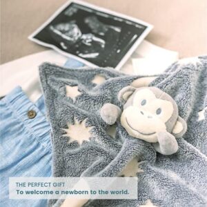 Security Blanket - Glow In The Dark, Monkey Sensory Blanket. The Super Soft, Unisex Security Blanket For Babies Glows In The Dark & Helps Babies Find Their Blanket At Night & Fall Straight Back Asleep