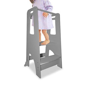 ZZBIQS Kitchen Stool Helper Tower for Kids, Standing Tower for Toddlers, Kids Step Stool for Counter Learning(Grey)