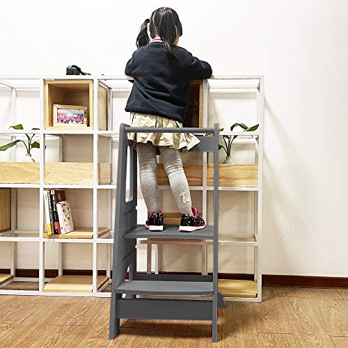 ZZBIQS Kitchen Stool Helper Tower for Kids, Standing Tower for Toddlers, Kids Step Stool for Counter Learning(Grey)