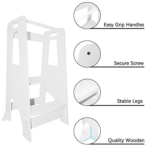 ZZBIQS Kitchen Stool Helper Tower for Kids, Standing Tower for Toddlers, Kids Step Stool for Counter Learning(Grey)