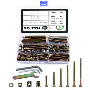 123pcs m6 kit crib screws baby bed screws hardware replacement kit, hex socket head cap screws nuts for furniture beds crib by sg tzh