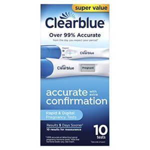 clearblue clearblue pregnancy test combo pack, 10ct - 2 digital with smart countdown & 8 rapid detection - super value pack