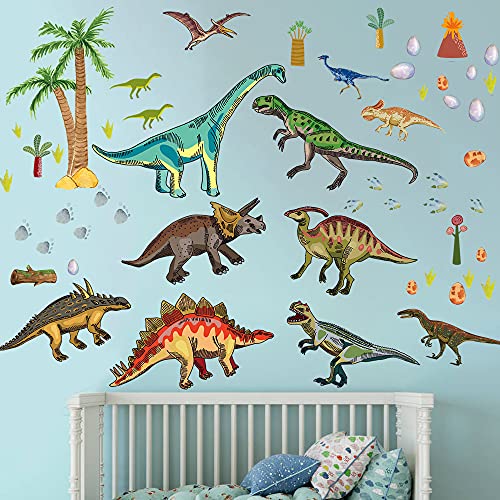 Dinosaur Wall Decals for Boys Room, Watercolor Dinosaur Wall Stickers for kids Bedroom,Large Dinosaur Wall Decor Decorations for Nursery, Living Room,Classroom Wall Art Sticker,Kids Birthday Christmas Gift