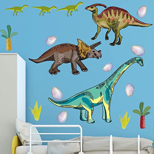 Dinosaur Wall Decals for Boys Room, Watercolor Dinosaur Wall Stickers for kids Bedroom,Large Dinosaur Wall Decor Decorations for Nursery, Living Room,Classroom Wall Art Sticker,Kids Birthday Christmas Gift