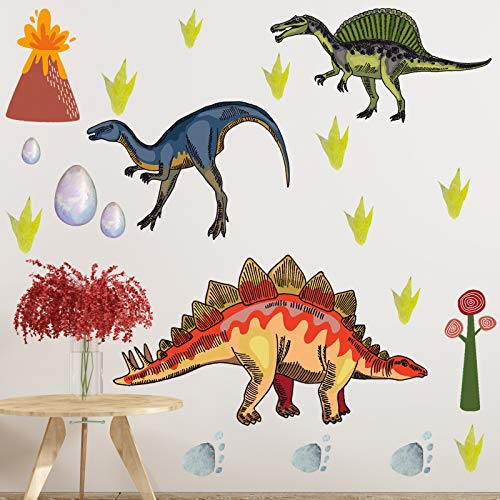 Dinosaur Wall Decals for Boys Room, Watercolor Dinosaur Wall Stickers for kids Bedroom,Large Dinosaur Wall Decor Decorations for Nursery, Living Room,Classroom Wall Art Sticker,Kids Birthday Christmas Gift