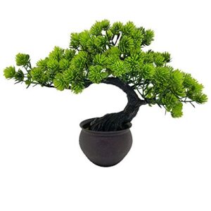 fycooler artificial bonsai tree miniature artificial plants potted japanese zen tree 33 cm in width artificial house plants juniper bonsai fake plant greenery for home office decor desktop display