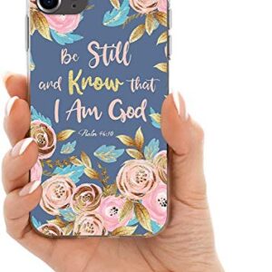 Melyaxu Bible Quote Case for iPhone 12 / iPhone 12 Pro, Be Still and Know That I am God - Psalm 46:10 Phone Case, Watercolor Floral Soft TPU Slim Bumper Girls Protective Cover Design