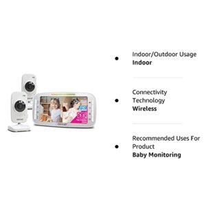 Video Baby Monitor,1080P Full HD Ultra clear image quality,5.5" IPS Screen Monitor & 2 Camera, Range up to 1000ft,24h Battery Life, 2-Way Talk,Split Screen,Night Vision,Temperature Monitor,No WiFi.