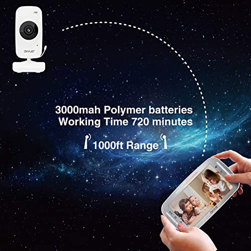 Video Baby Monitor,1080P Full HD Ultra clear image quality,5.5" IPS Screen Monitor & 2 Camera, Range up to 1000ft,24h Battery Life, 2-Way Talk,Split Screen,Night Vision,Temperature Monitor,No WiFi.