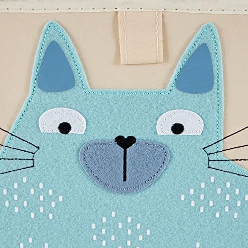 3 Sprouts Large 13 Inch Square Children's Foldable Fabric Storage Cube Organizer Box Soft Toy Bin 2 Piece Bundle with Blue Cat, Pet Hedgehog Designs