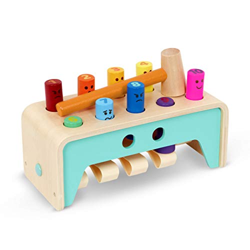 Battat – Wooden Hammer Toy for Kids, Toddlers – Pounding Bench with Pegs and Mallet –Colorful Developmental Toy – Pound & Count Bench – 1 Year +