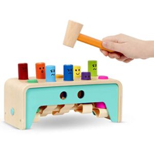 Battat – Wooden Hammer Toy for Kids, Toddlers – Pounding Bench with Pegs and Mallet –Colorful Developmental Toy – Pound & Count Bench – 1 Year +