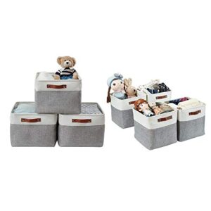decomomo foldable storage bin extra large [3-pack] & 11"cube [4-pack] w/handles for organizing shelf nursery home closet & office