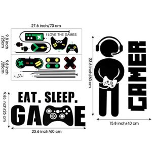 3 Sheets Game Wall Stickers Video Game Wall Decals, Vinyl Gaming Wall Stickers Eat Sleep Game Wall Decal for Boys Kids Men Bedroom Home Playroom (Separated Game Boy Style)