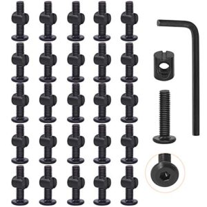 rustark 25 pcs m6x25mm black hex socket cap screws barrel nuts kit, baby bed crib screws hardware replacement kit with one free hex key for crib bed cots furniture