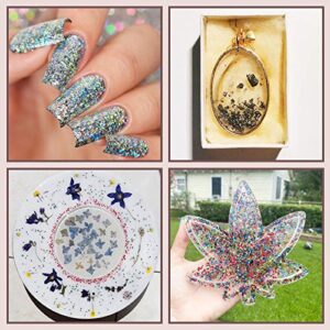 Crushed Glass Craft Glitter for Resin, Irregular Metallic Crystal Chips Sprinkles Chunky Glitter Shiny Nail Sequins Flakes for Nail Art DIY Jewelry Making Decoration Vase Filler