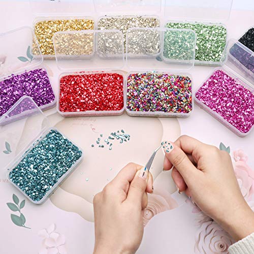 Crushed Glass Craft Glitter for Resin, Irregular Metallic Crystal Chips Sprinkles Chunky Glitter Shiny Nail Sequins Flakes for Nail Art DIY Jewelry Making Decoration Vase Filler