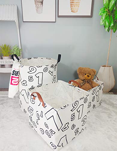 ASKETAM Square Canvas Collapsible Fabric Baby Toy Box Storage Bin Bedroom Decor Closet Kids Laundry Baskets Toy Organizer,Shelf Basket Nursery Storage,Gift Baskets(Number)