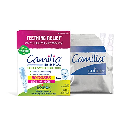 Boiron Camilia Teething Drops for Daytime and Nighttime Relief of Painful or Swollen Gums and Irritability in Babies - 60 Count