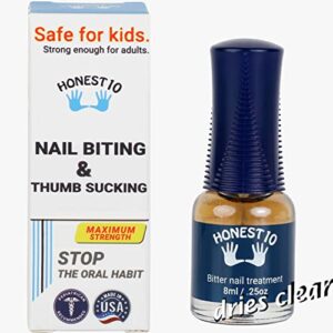 honest 10 nail biting treatment for kids and adults, strongest formula, 10-free of harmful ingredients, safety tested, dries clear