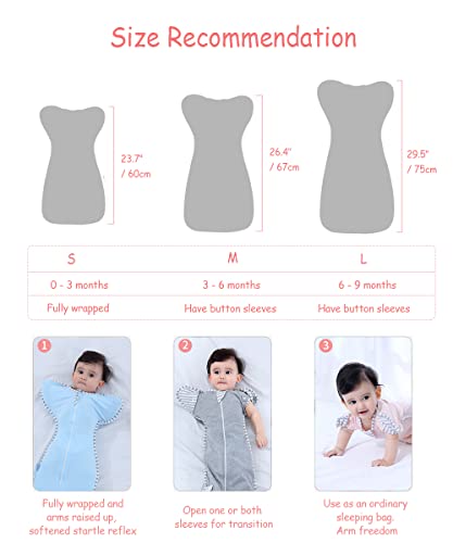 Bycc Bynn 2 Pack Sleeping Blanket Sack with High Sleeve,Transitions to Arms-Free Wearable Sleeping Bag for Baby pacify