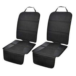 car seat protector, 2 pack auto seat protectors for child car seat with thick padding, seat cover mat for under baby seat to protect leather seats, black