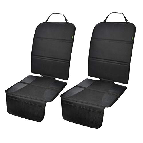 Car Seat Protector, 2 Pack Auto Seat Protectors for Child Car Seat with Thick Padding, Seat Cover Mat for Under Baby Seat to Protect Leather Seats, Black