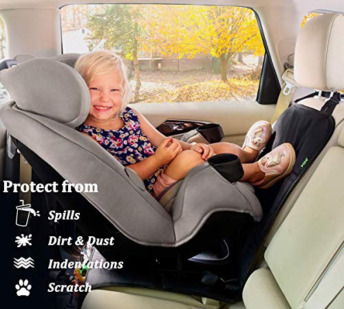 Car Seat Protector, 2 Pack Auto Seat Protectors for Child Car Seat with Thick Padding, Seat Cover Mat for Under Baby Seat to Protect Leather Seats, Black