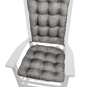 Barnett Home Decor Hayden Grey Rocking Chair Cushions - Size Extra-Large - Latex Foam Filled Seat Pad and Back Rest Cushion - Machine Washable, Reversible, Linen Look (XL - Gray)