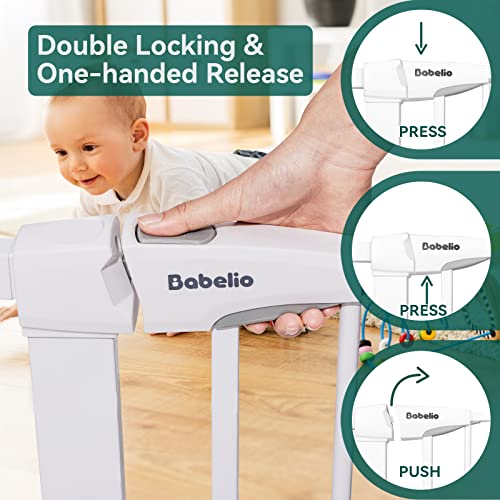 Babelio Baby Gate for Doorways and Stairs, 26-40 inches Dog/Puppy Gate, Easy Install, Pressure Mounted, No Drilling, fits for Narrow and Wide Doorways, Safety Gate w/Door for Child and Pets
