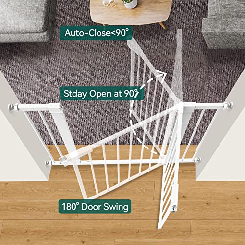 Babelio Baby Gate for Doorways and Stairs, 26-40 inches Dog/Puppy Gate, Easy Install, Pressure Mounted, No Drilling, fits for Narrow and Wide Doorways, Safety Gate w/Door for Child and Pets