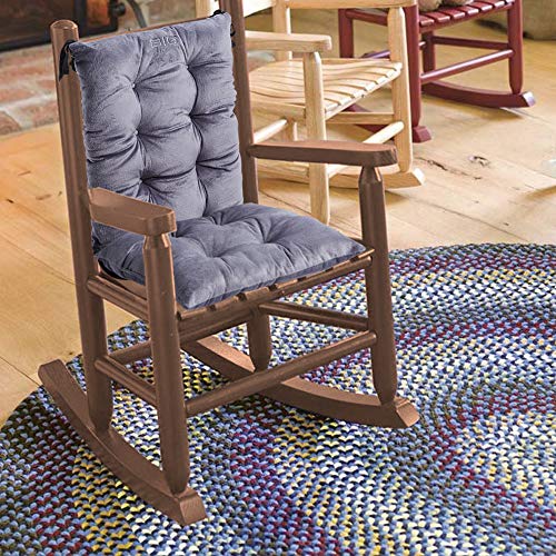 Big Hippo Child Rocking Chair Cushion Pad Set Rocking Chair Seat Back Cushion Set with Ties for Kid Children,Grey(Only Cushion, Chair is not Included)