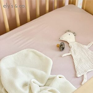 Ely’s & Co. Crib Sheet 2-Pack — Combed, 100% Jersey Cotton for Baby Girl — Rosewater Pink, Pin Dots & Gingko Leaves