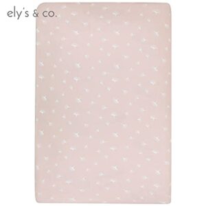 Ely’s & Co. Crib Sheet 2-Pack — Combed, 100% Jersey Cotton for Baby Girl — Rosewater Pink, Pin Dots & Gingko Leaves