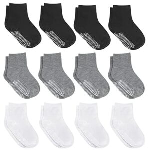 debra weitzner 12 pairs non-slip toddler socks with grips for baby boys and girls anti-slip crew socks for infant's kids
