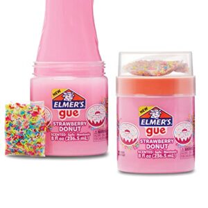 elmer’s gue premade slime, strawberry donut fluffy slime, scented, includes rainbow sprinkle slime add-ins, 1 count