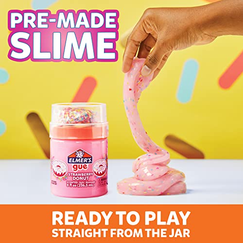 Elmer’s GUE Premade Slime, Strawberry Donut Fluffy Slime, Scented, Includes Rainbow Sprinkle Slime Add-Ins, 1 Count