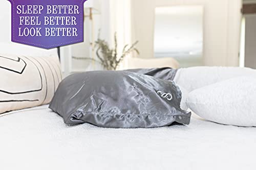 Satin Snuggle Pregnancy Pillow Cover for Cool Skin & Hair Protection during Maternity on U & C Shaped Pregnancy Pillow Cases Blue or Pink Accent Color