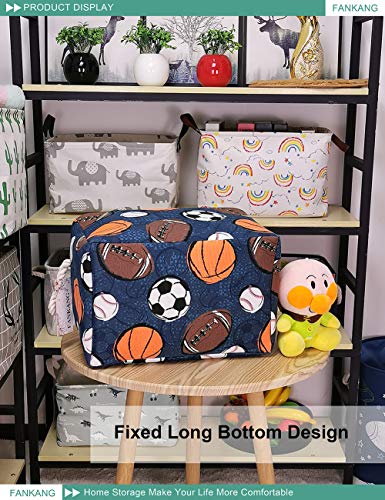 FANKANG Rectangular Laundry Basket Nursery Storage Fabric Storage Bin Storage Hamper,Book Bag,Gift Baskets(Navl-ball game)